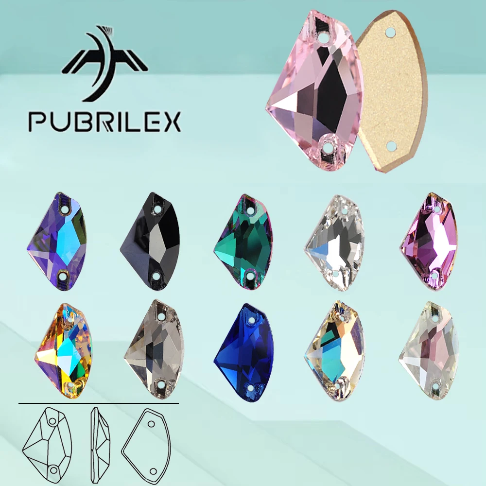 PUBRILEX Glitter Sew On Rhinestones Edges with Chamfers Glass Jewelry Decorations Crystal Stones for Garment DIY Accessories