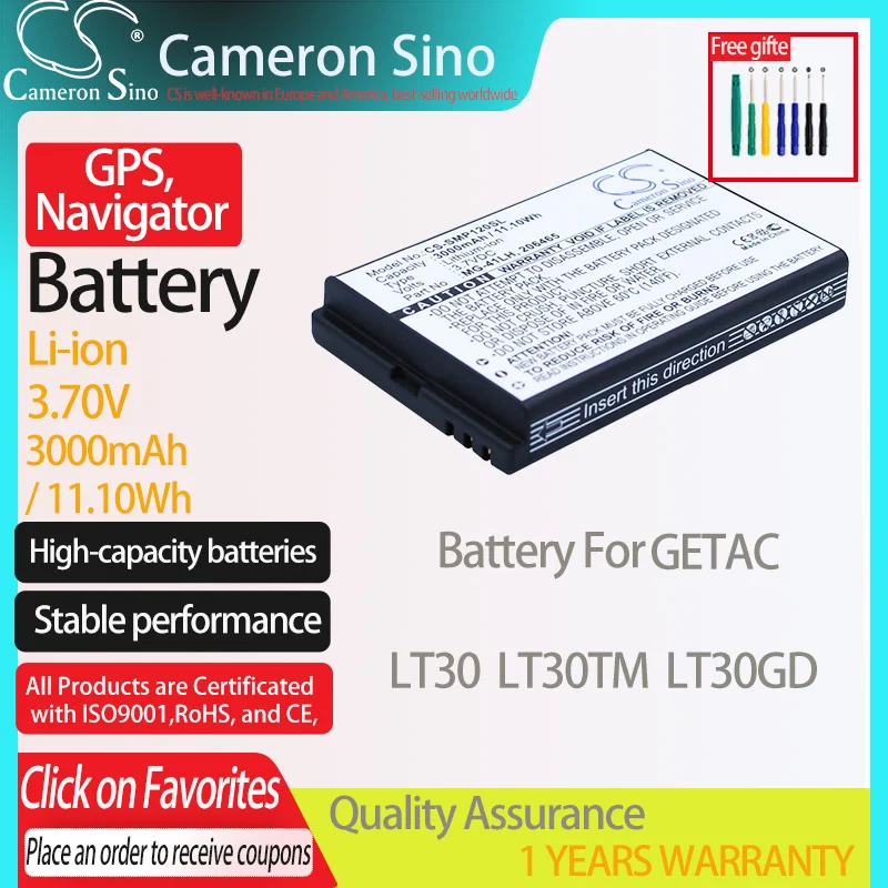 CameronSino Battery For GETAC LT30 LT30TM LT30GD Fits Spectra 206465 MG-4LH TS21878 GPS,Navigator Battery 3.70V 3000mAh Li-ion