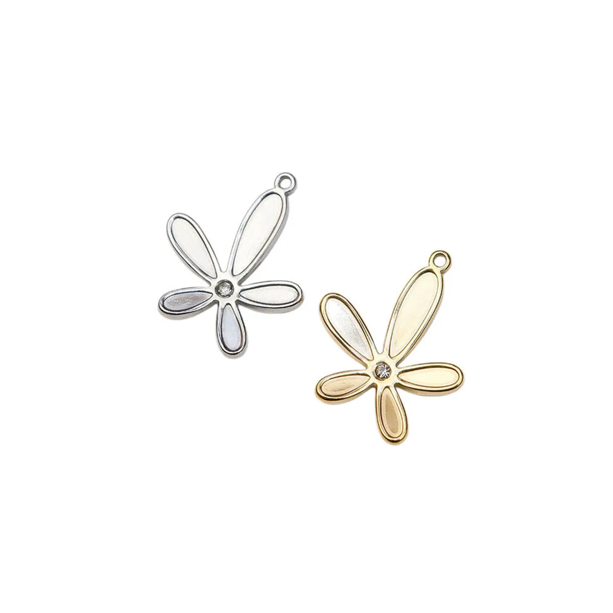 5pcs Casting Stainless Steel Flower Charms Pendant DIY Necklace Earrings Bracelets Jewelry Charm PVD Plate Water Proof