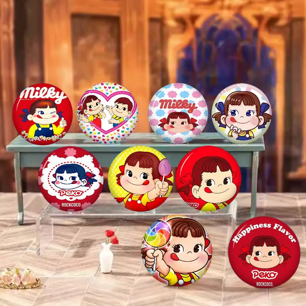 Cute M-Milky P-Peko-Chan Game 32/44/58MM Customizable Button Pins Cute Funny Creative Badge Jewelry Decor Gifts for Friends