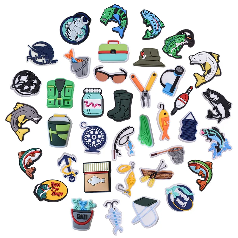 

Подвески для обуви из ПВХ для рыбалки, тапочки, комбинация пряжек, подходят для браслетов, аксессуары, декоративные ленты, подарок, унисекс, вечеринка