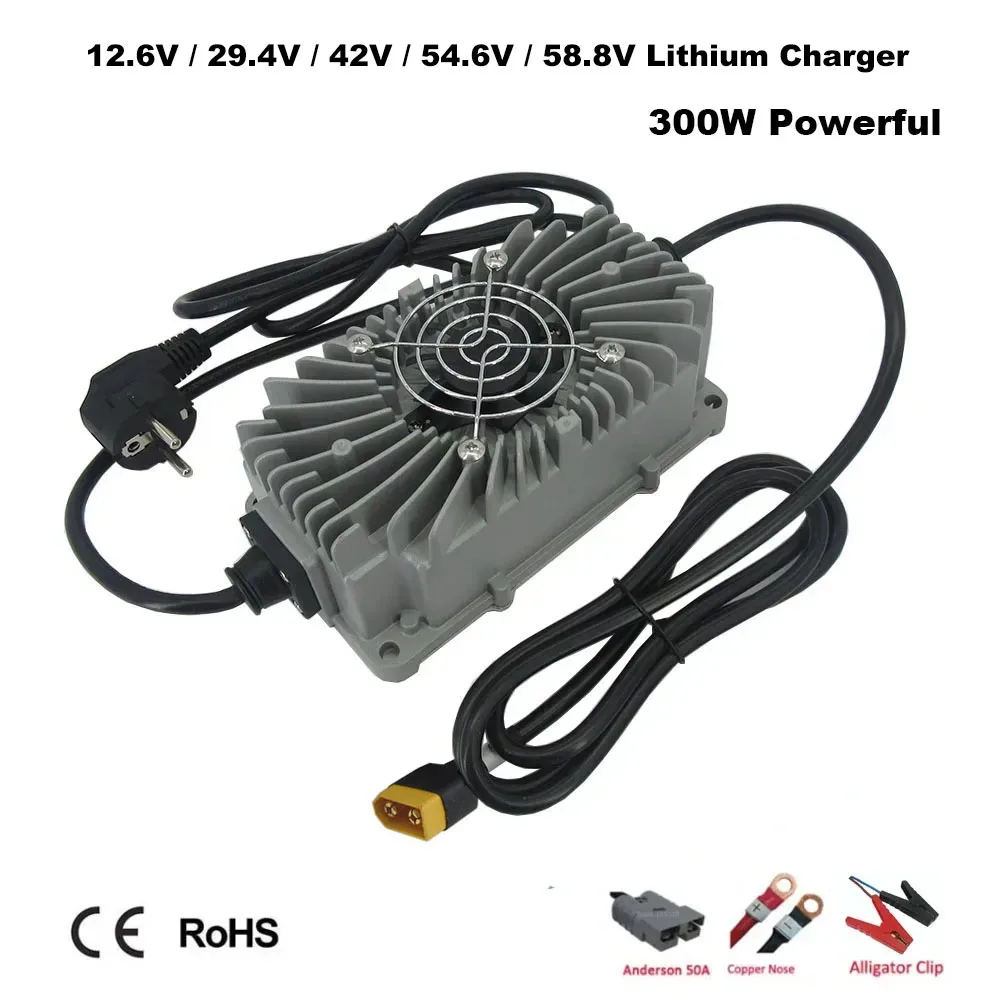 

12V 15A 24V 10A 36V 6A 48V 5A Li-ion Charger 300W Waterproof 12.6V 29.4V 42V 54.6V 58.8V 5A Lithium RV Energy Storage Charger