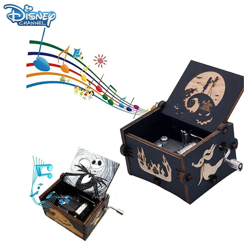 كابوس قبل عيد الميلاد جاك سكيلينجتون صندوق تشغيل الموسيقى خمر محفورة بالليزر خشبية كرنك اليد صندوق تشغيل الموسيقى هدية عيد ميلاد الهالوين #1