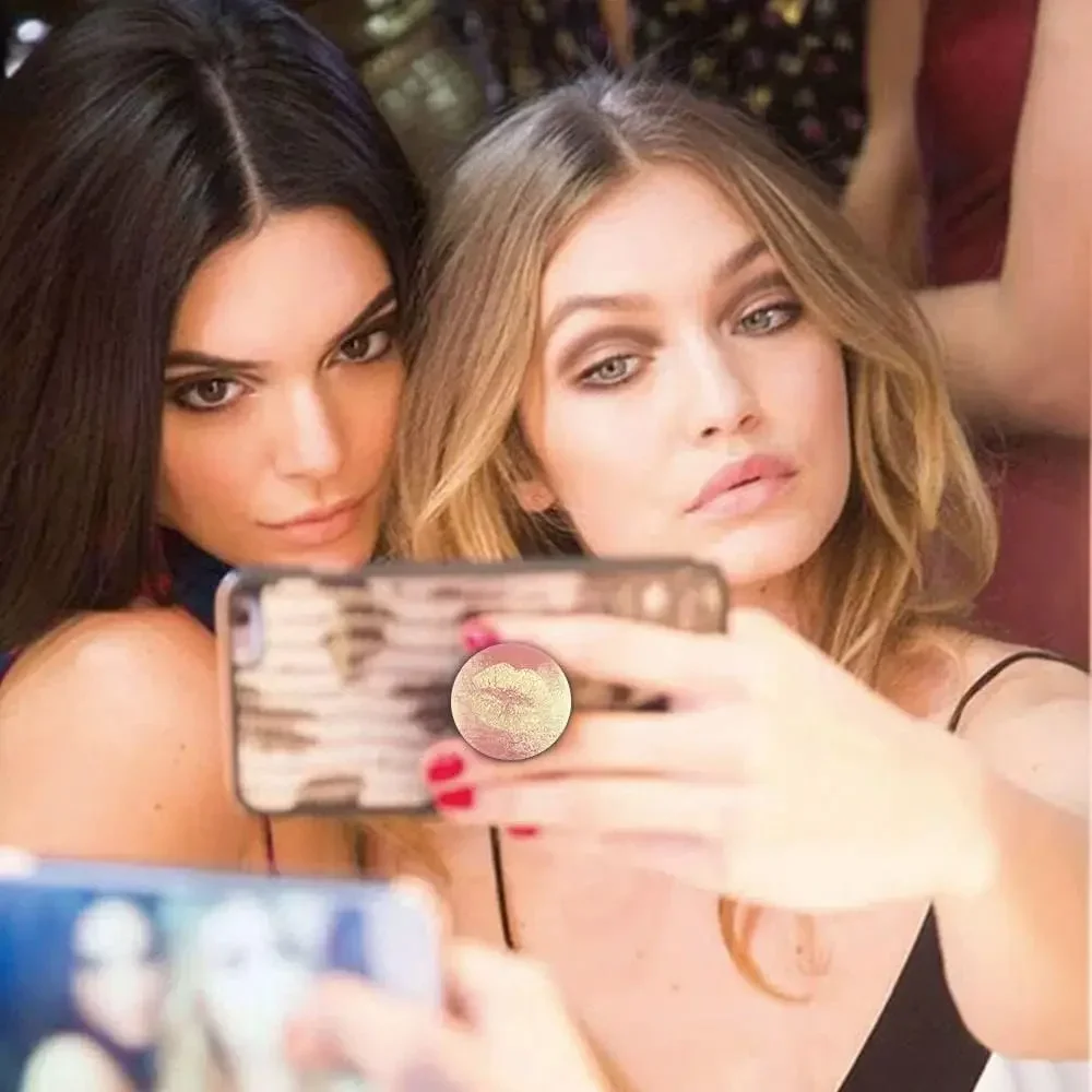 4 Pack Cell Phone Stand，Multi-Function Cellphone Foldable Finger Grip Holder  - Pink Ombre White Marble Rose Gold Kiss Lip