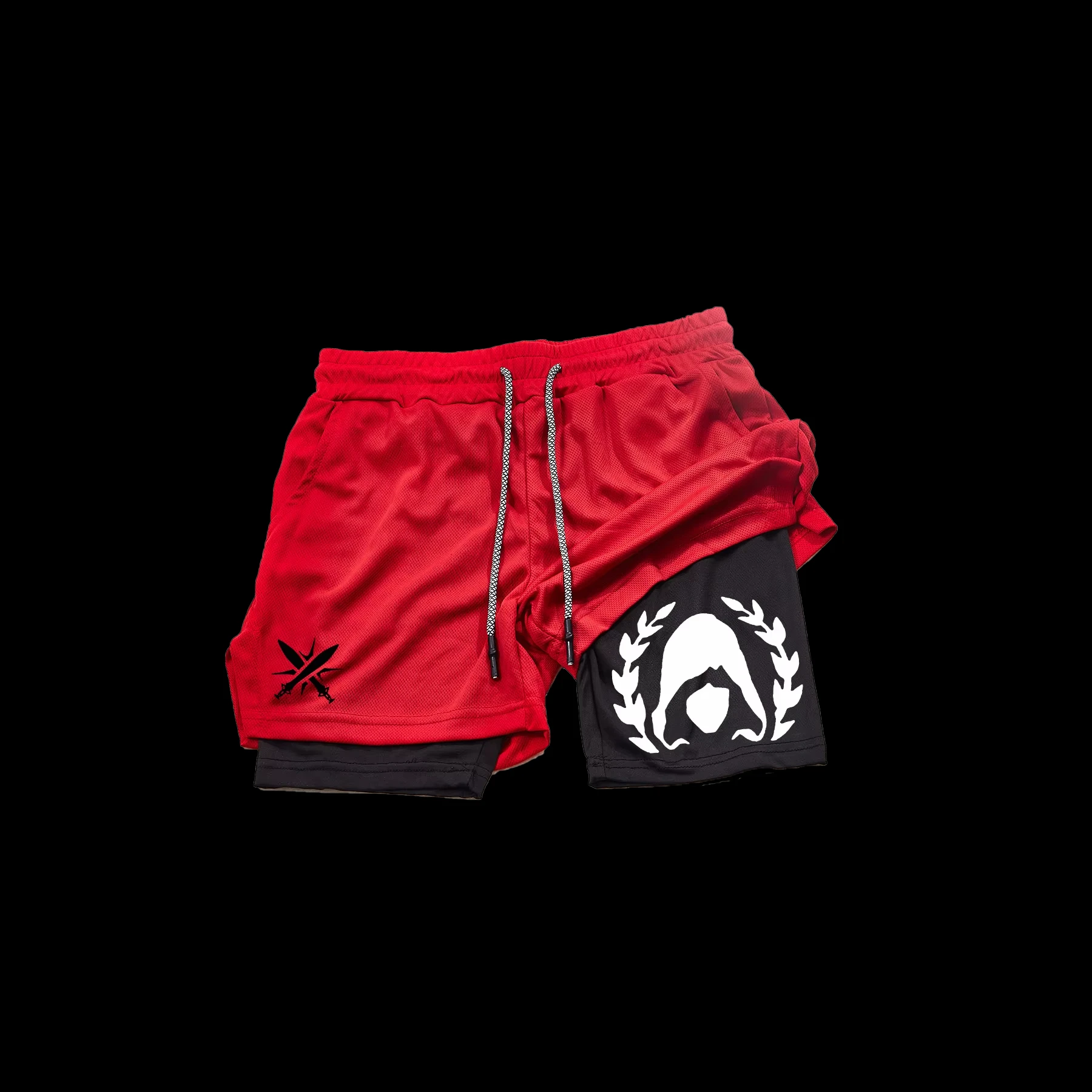 Assassin - Men's 2-in-1 sports shorts, quick drying running shorts, gym and fitness training, double-layer RL0419