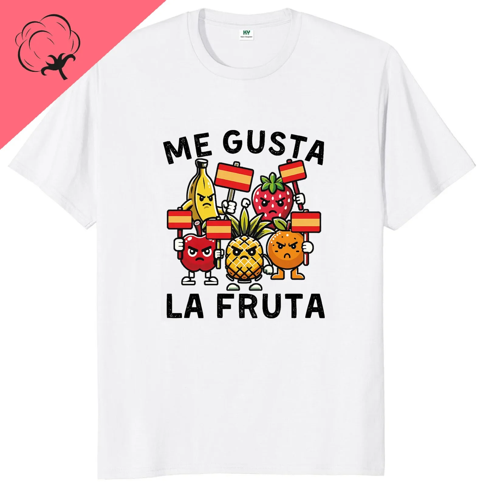 2024 Me Gusta La Fruta T-shirt I Love The Fruit Spanish Y2k High Quality Cotton Unisex Summer Short Sleeve Crewneck Tshirt Tops