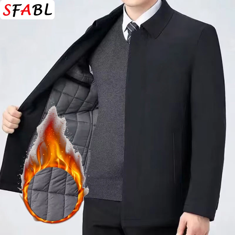 Warm Padded Winter Men's Jacket Casual Winter Jacket Men Thick Parka Autumn Business Classic Office Social Outwear Blazer Coats