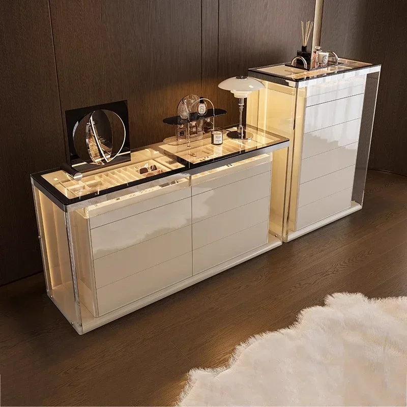 

Italian light luxury eight-bucket cabinet cloakroom jewelry transparent jewelry cabinet bedroom high-end