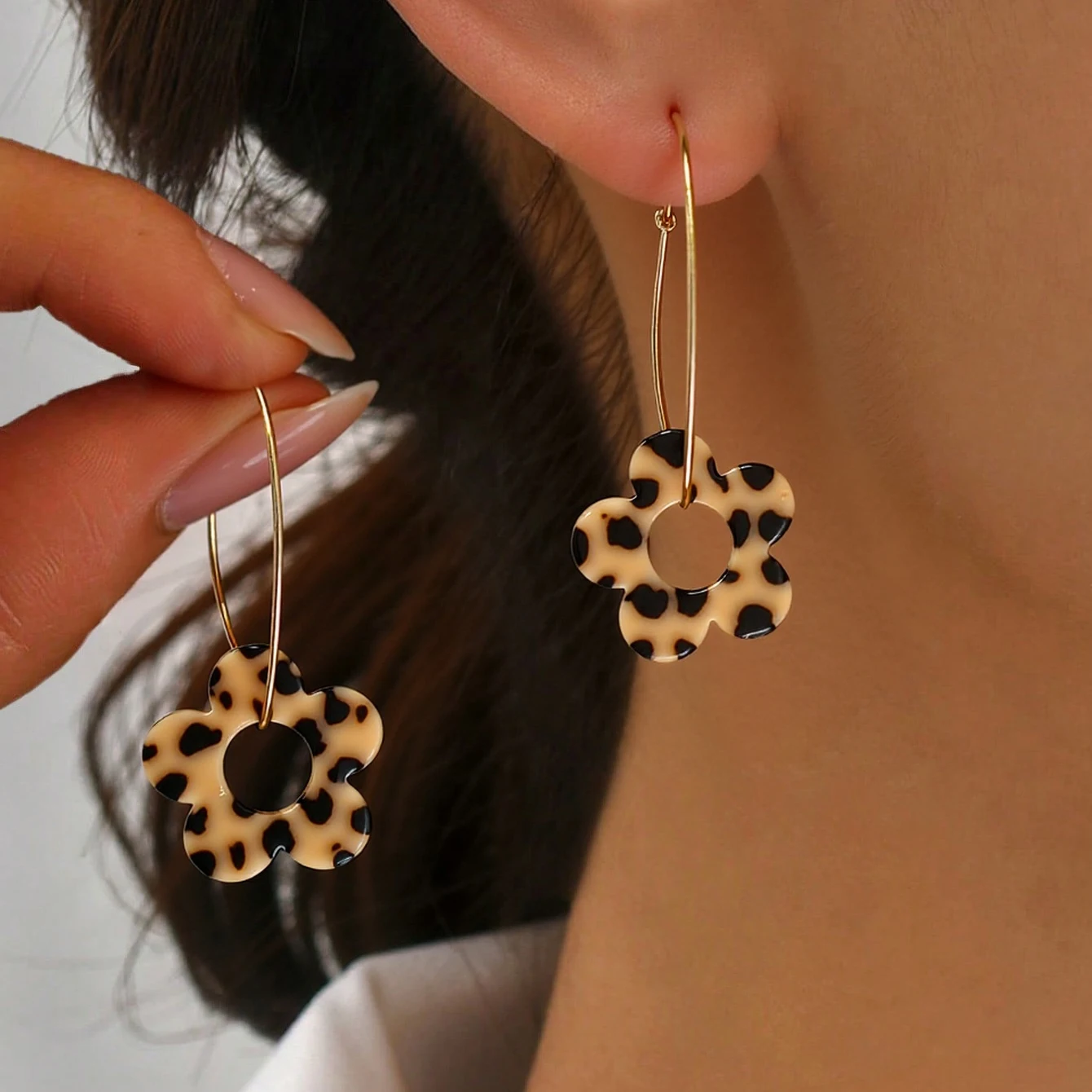 لطيف ملون الترتر زهرة الأكريليك DIY أقراط القلائد سلاسل المفاتيح صنع المجوهرات عدة مع الملحقات المطابقة الإضافية #5