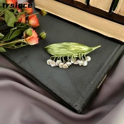 Women's High-end Exquisite and Simple Pearl Lily of The Valley Flower Brooch Pin Woman Wedding Accessories Brooches Jewelry