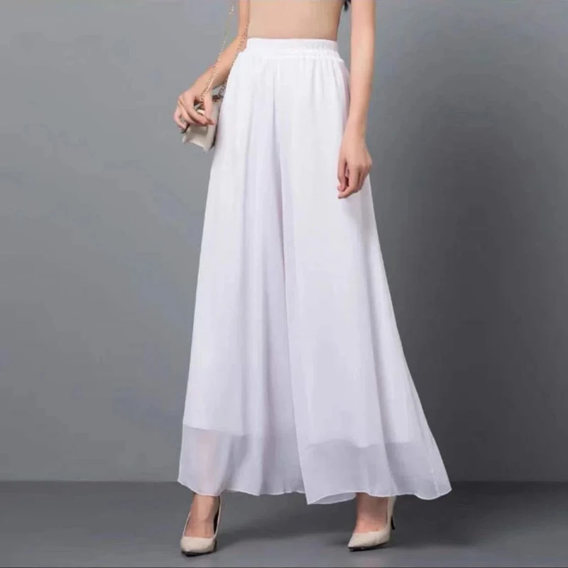 

Chinese Style Summer Women's 2024 New Spliced Elasticized High-waisted Fashion Solid Color Minimalist Loose Casual Chiffon Pants