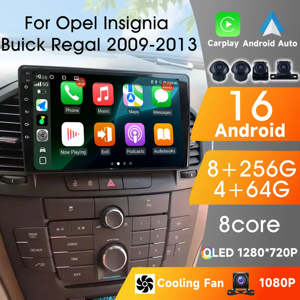 

Carplay Android Auto беспроводной Android 16 плеер для Opel insignia Buick Regal 2009-2013 авторадио автомобильный аудио мультимедийный плеер