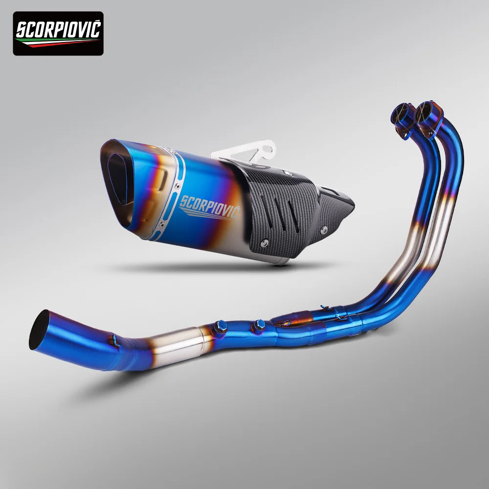 Motorcycle Exhaust Front Link Pipe with 2 Oxygen Sensor Manifold For R3 R25 MT03 MT25 2015-2026