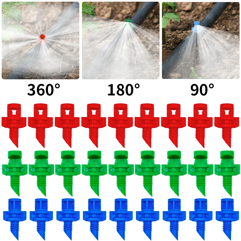 80 Stück 90/180/360 Grad Sprinkler, einstellbarer Regelventilschalter für Gewächshaus-Obstbaum- und Pflanzenbewässerungssystem