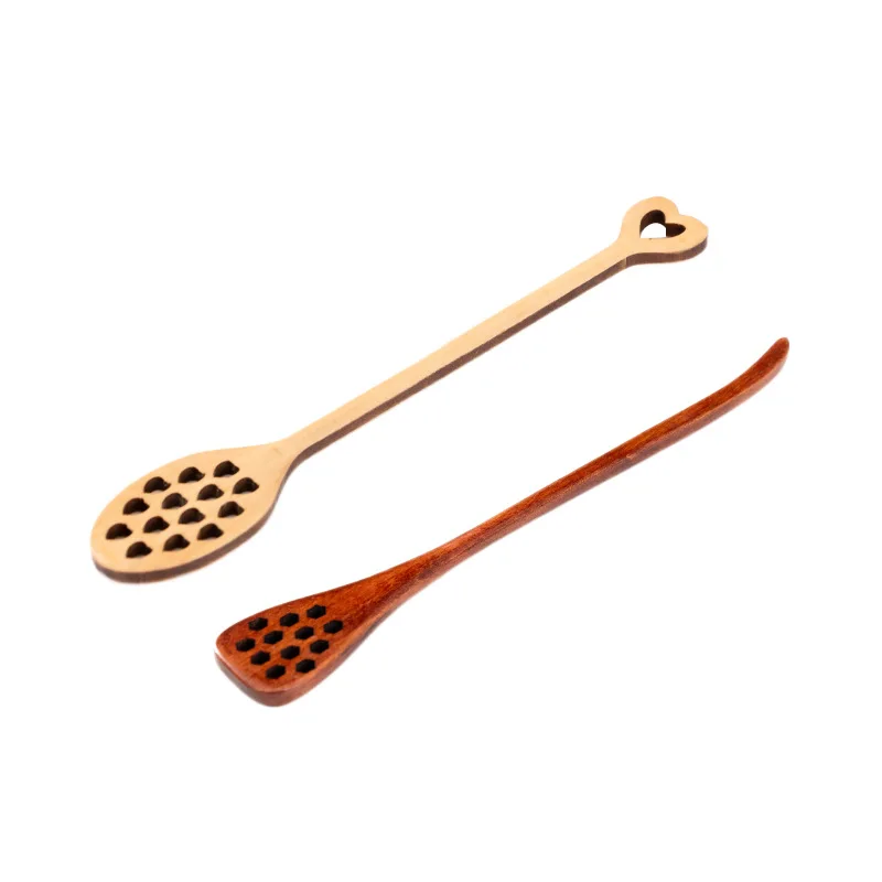 LMM log color wooden spoon honeycomb honey long handle coffee spoon