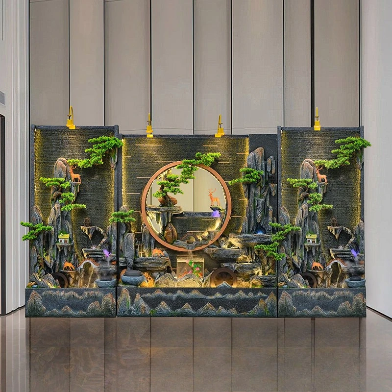Rockery water curtain wall circulating water ornament screen floor garden decoration
