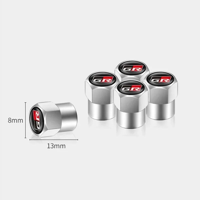 4Pcs GR Sport Logo Car Wheel Tire Stem Air Valve Caps Covers For Toyota Gazoo Racing Yaris Corolla Hilux Supra C-HR Accessories