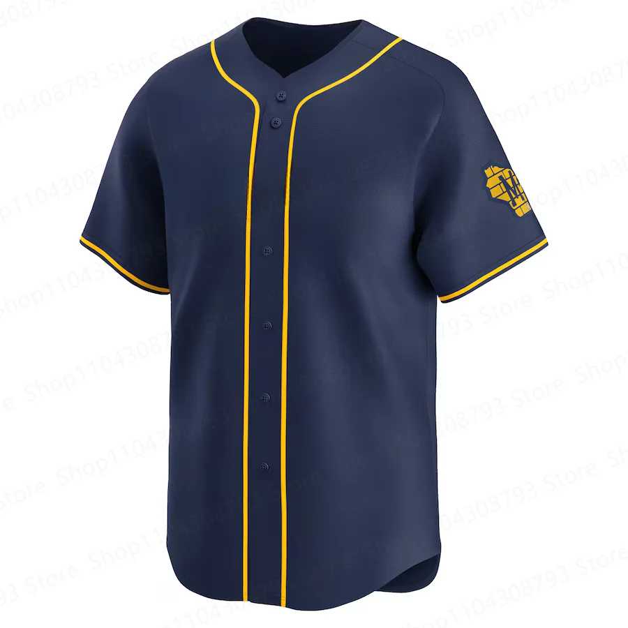 Custom 2025 Stitched Jackson Chourio Christian Yelich William Contreras Brice Turang Brewers Cream White Navy Powder Blue Jersey