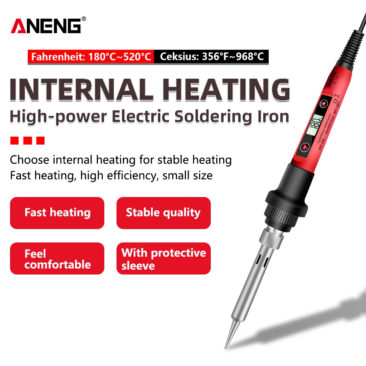 ANENG Mini Electric Soldering Iron with LCD Digital Display Intelligent Soldering  Kit for Electronic Components Repair EU Plug