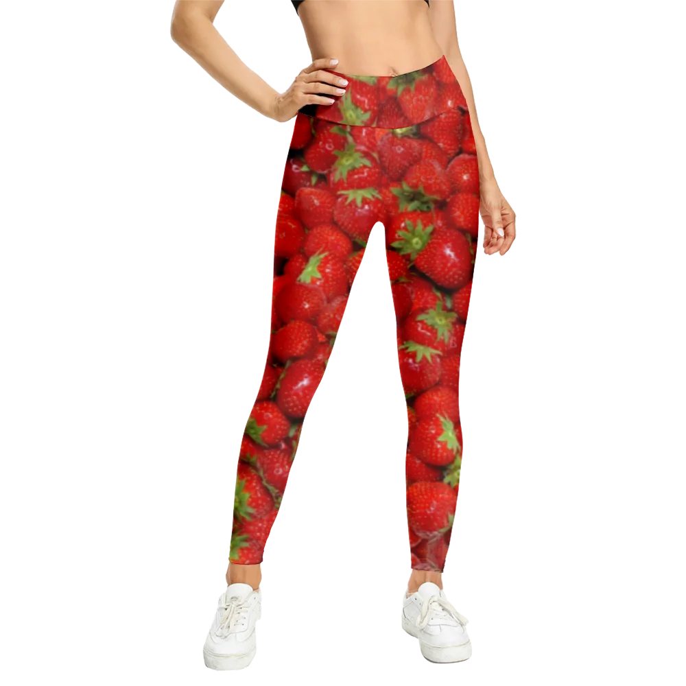 Spodnie z nadrukiem owoców Seksowne legginsy Spodnie damskie Świeże bezszwowe legginsy z wysokim stanem Dziewczyna Gym Yoga Pants Butt Lift Outfit Odzież