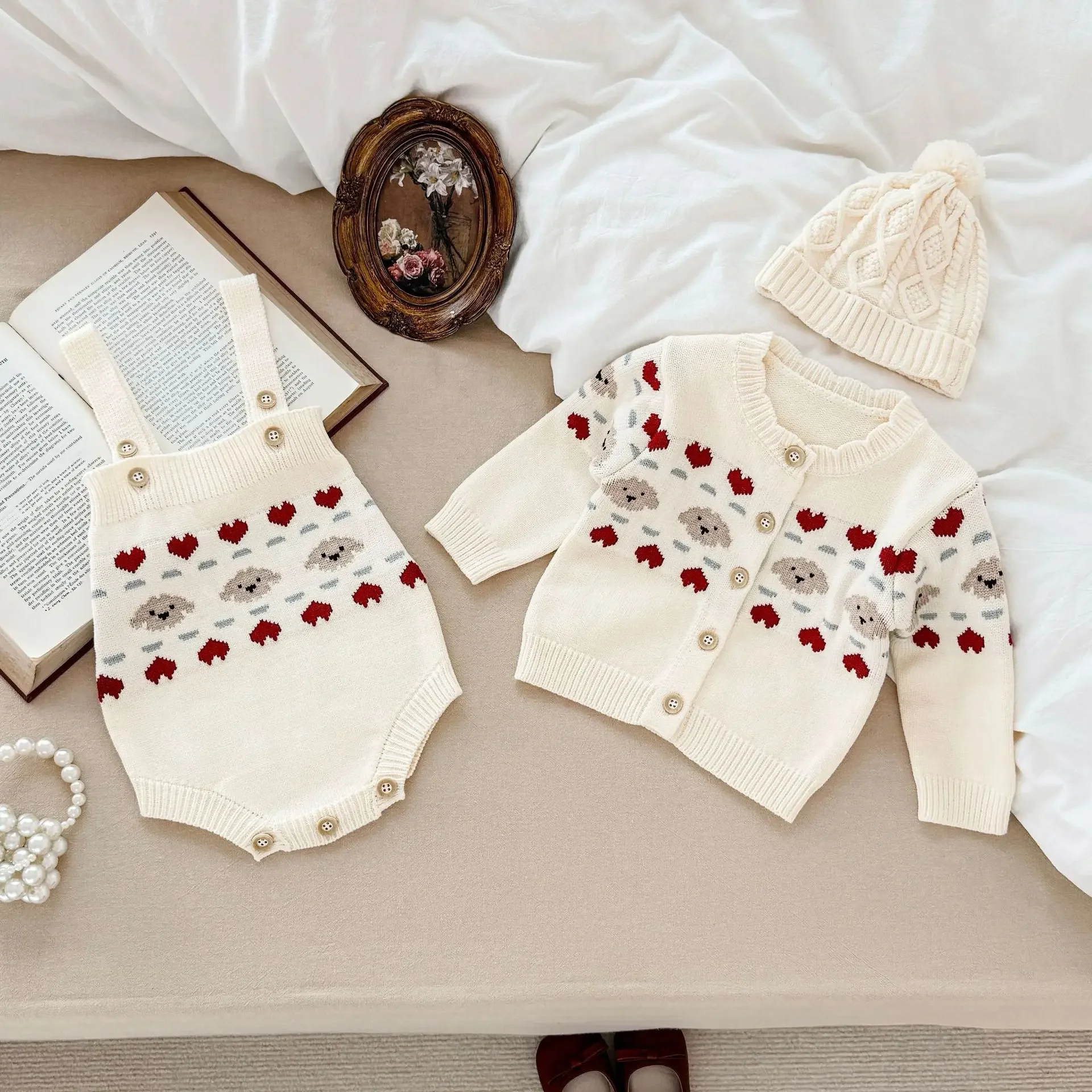 0-3T Newborn Kid Baby Boy Girl Sweater Winter Clothes Cute Sweet Baby Knit Romper Knitwear New Born Knitwear Outfit