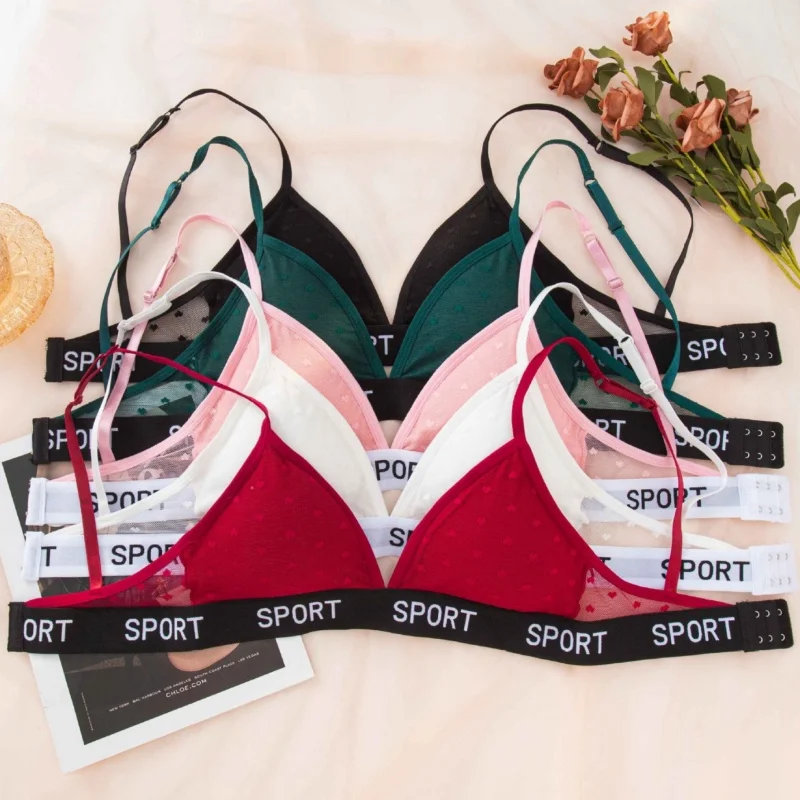 Women Lace Bra And Panties Set Sheer Polka Dot Lingerie Non-wire Bralette Sexy… - Image 5