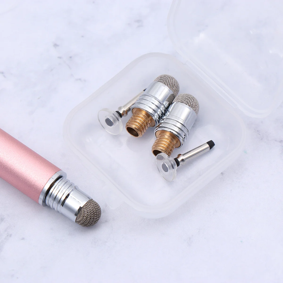 

5pcs Capacitive Stylus Pen Set 2-In-1 Dual Tip Touch Screen Writing Tool For Tablet Smartphone Replacement Tips Rose Gold