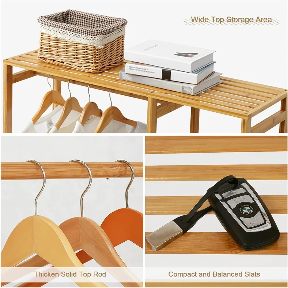 Perchero de bambú de 6 niveles: organizador de estante de almacenamiento multifuncional para guardarropas, habitaciones de invitados, niños y dormitorios de bebés