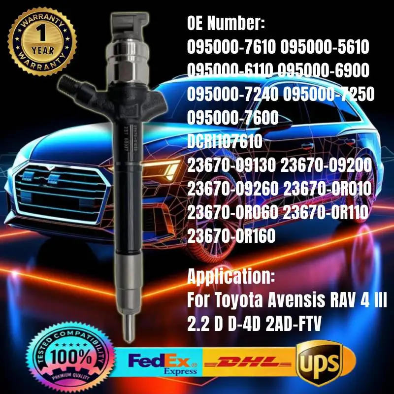 

095000-6900 095000-6110 095000-7250 23670-09200 23670-0R060 Топливная форсунка для Lexus IS II Toyota Avensis RAV 4 III 2.2D 2AD-FTV