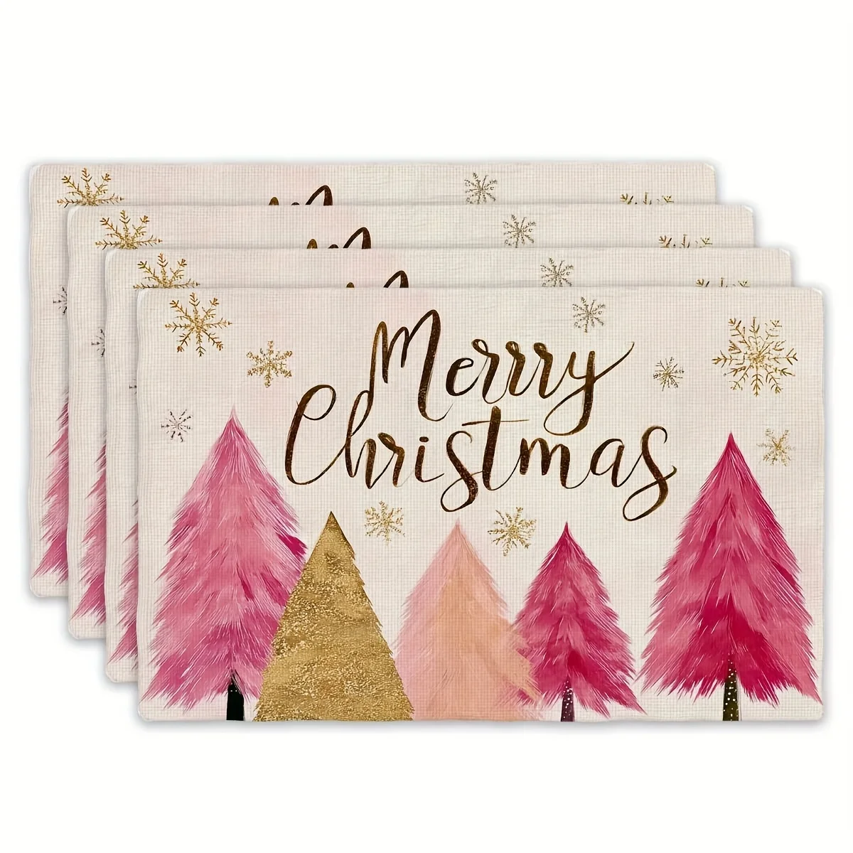 4pcs Printed Placemats Set - Pink Tree 