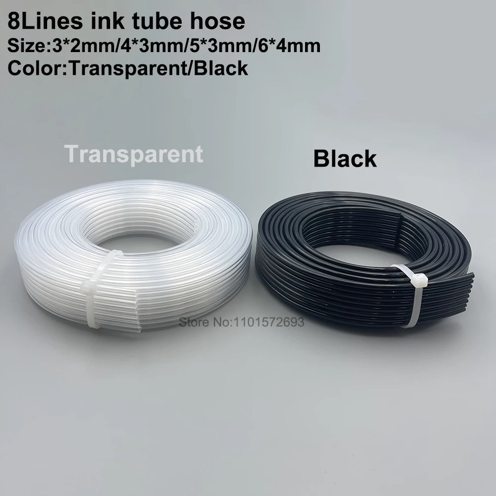 Tubo de Mangueira de Tubo UV Solvente, Mimaki Jv33, Jv5, Roland, Impressora Mutoh, 5m, 8 Linhas, DX4, DX5, DX7, 5113, TX800, XP600, Mangueira de Impressão, 8 Maneiras
