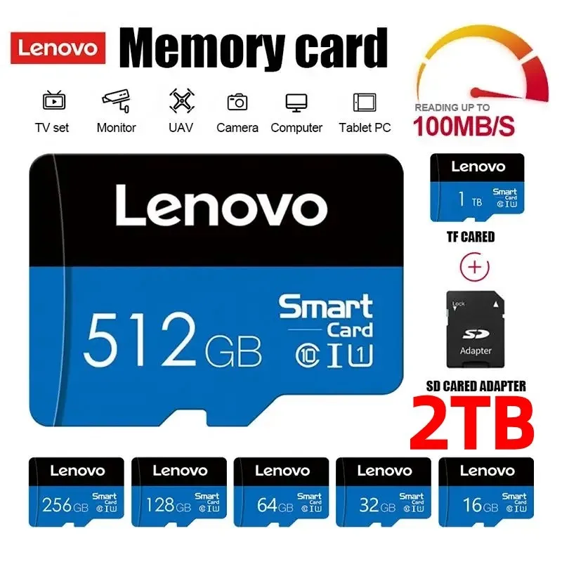 Флеш-карта памяти Lenovo 1 ТБ, 512 ГБ, класс 10, скорость до 100 Мб/с, карта Micro TF SD 64 ГБ, U3 4K Full HD TF для Nintendo Switch / Lite