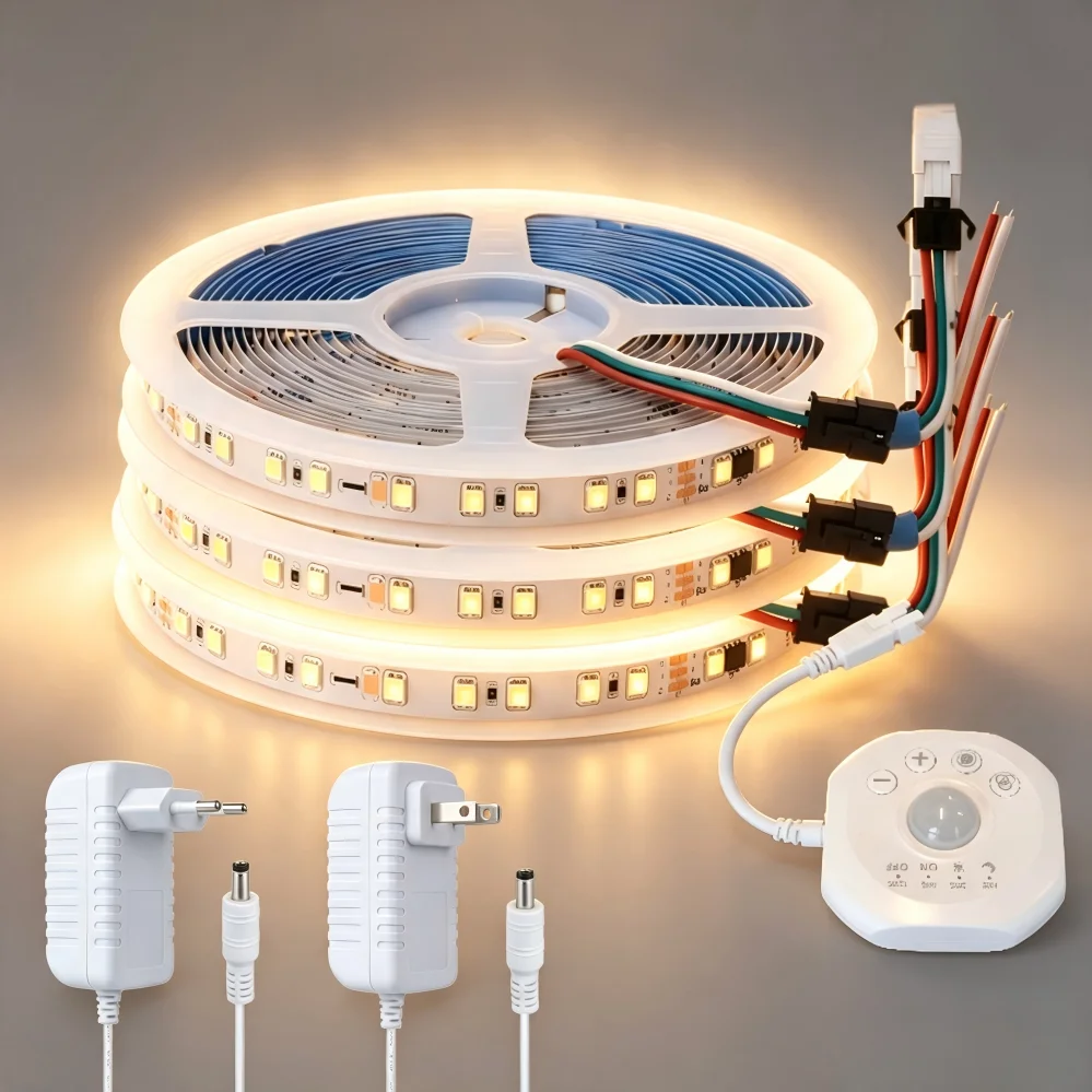 24V 8mm Flowing Water Effect  Light Strip Set Motion Sensor Lamp for Stair Hallway Entrance Wardrobe Closet Bedroom US EU Plug