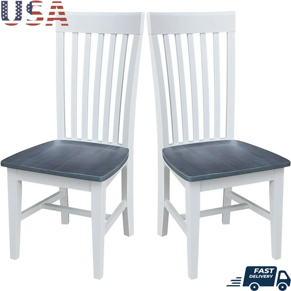 

Набор из 2-х высоких обеденных стульев Mission из массива твердой древесины, спинка, сиденье, удобная сборка, простая мебель для столовой