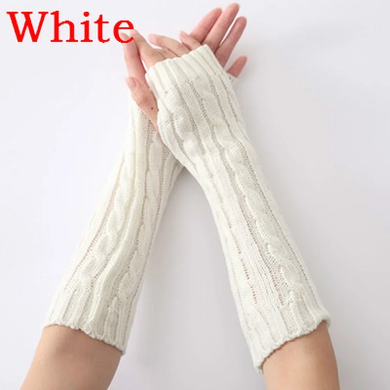 Guantes largos de punto sin dedos para mujer, manoplas cálidas para el brazo, flexibles, dedos descubiertos, manga larga sin dedos, 1 par