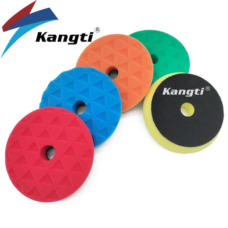 

Kangti 5"(125mm)/6"(150mm) Car Sponge Buffing Polishing Beveled Triangle Foam Pads Kit for DA/RO/GA Polisher