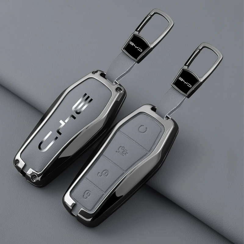 

Чехол для автомобильного брелока для BYD Dolphin Lied Tang DM Atto 3 Han EV Qin PLUS Song Pro MAX Yuan, кожаный чехол из цинкового сплава