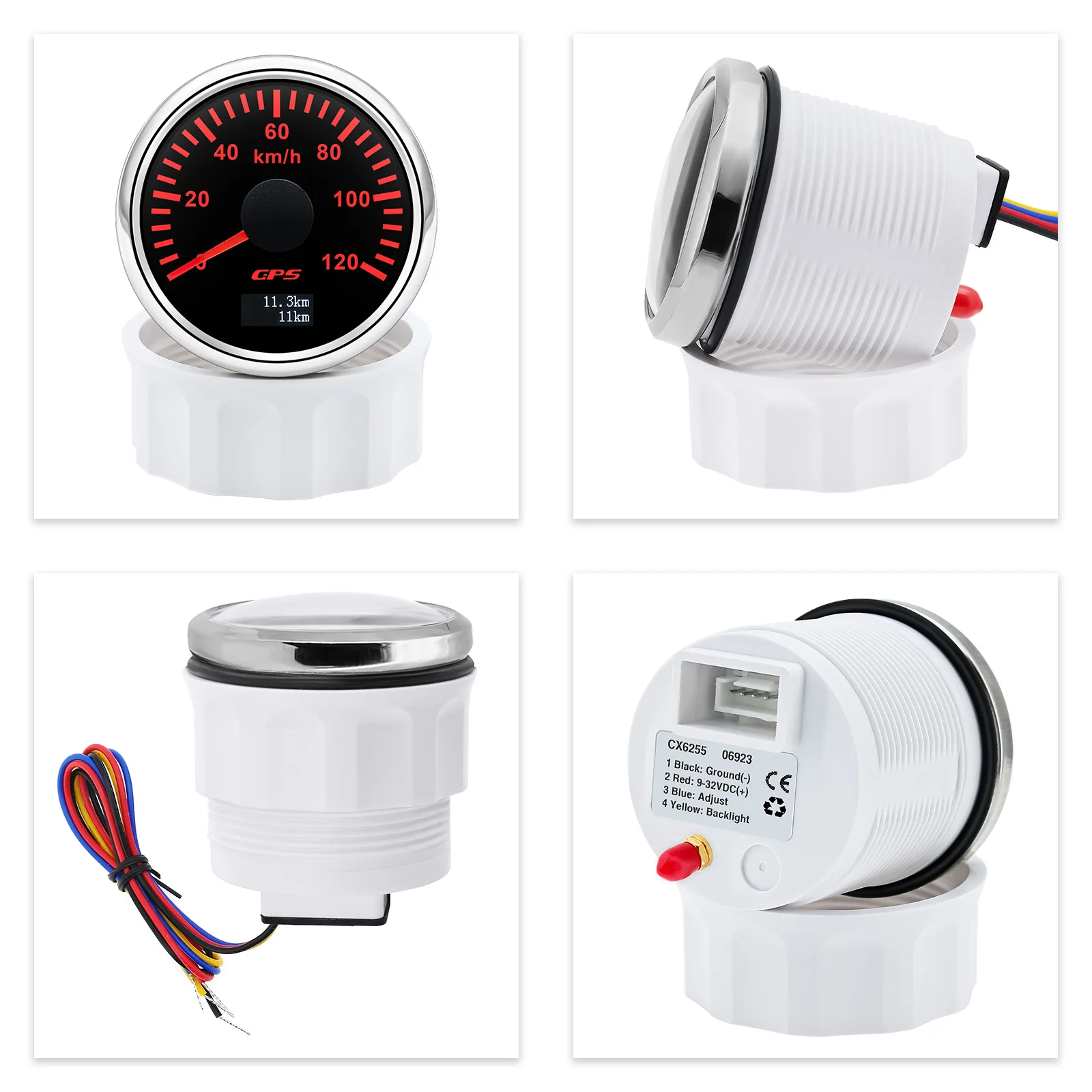100% 530/60/80/120/200 km/h GPS-Tachometer mit GPS-Antenne, 52 mm, Geschwindigkeitsmesser für Auto und LKW, mit 7-Farben-Hintergrundbeleuchtung, 9-32V – Detail 9