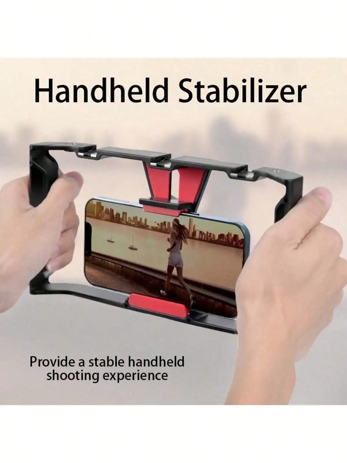 1pc Handheld Stabilisator, Roterende Gimbal Beugel, Mobiele Telefoon Microfoon Beugel, Invullicht Live Uitzending Mobiele Telefoon Frame,