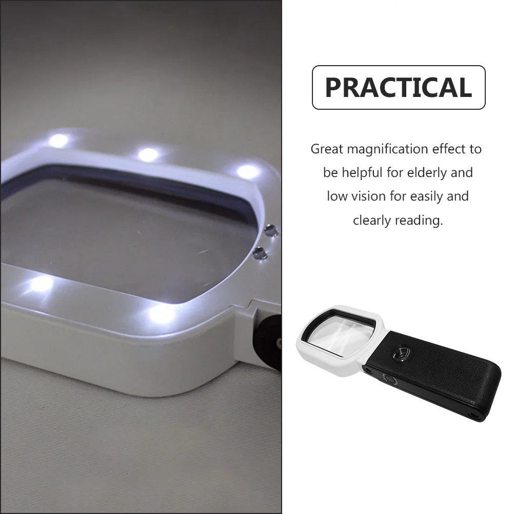 1 conjunto de lupa portátil dobrável lupa led luz alta definição portátil leitura lupa para circuito jóias