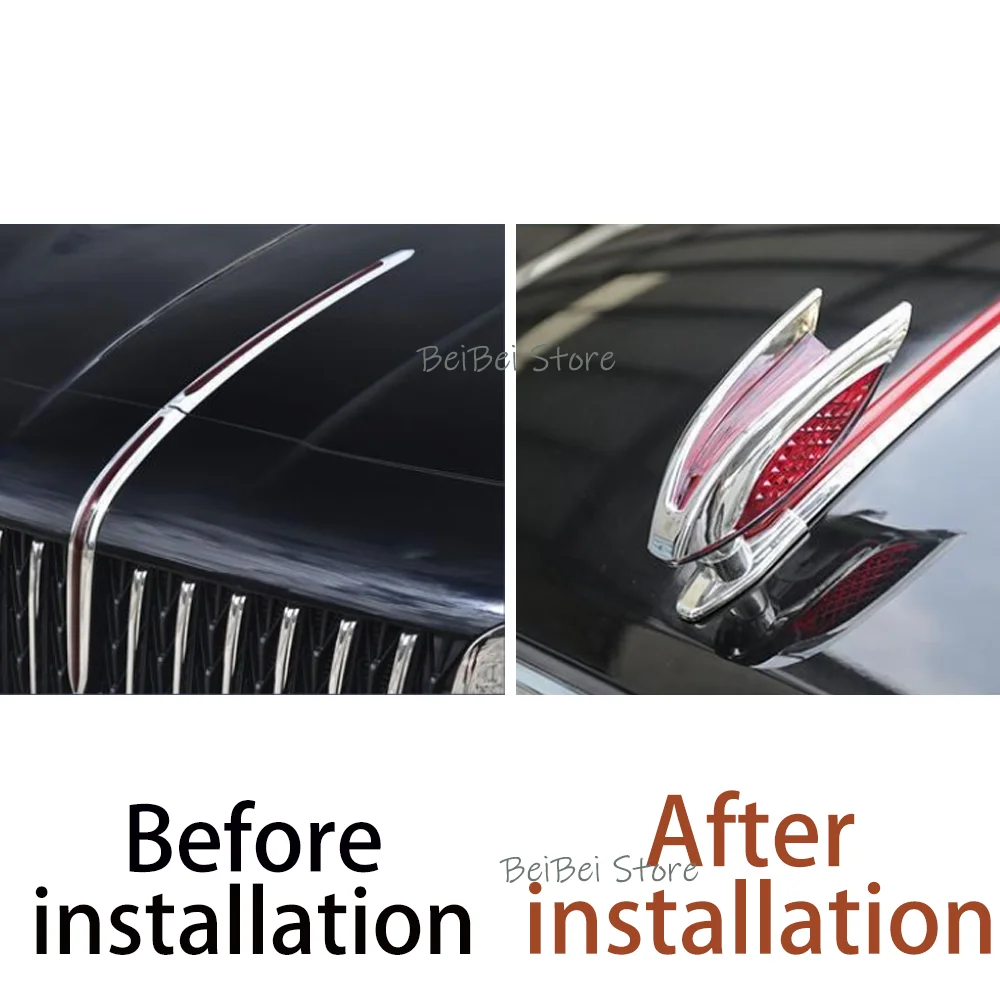 For Hongqi H6 HS6 H9 EHS9 EHS7 EHS5 2020~2027 2026 Stereo Car Engine Hood Vertical Emblems Streamer Light Modificat Accessories