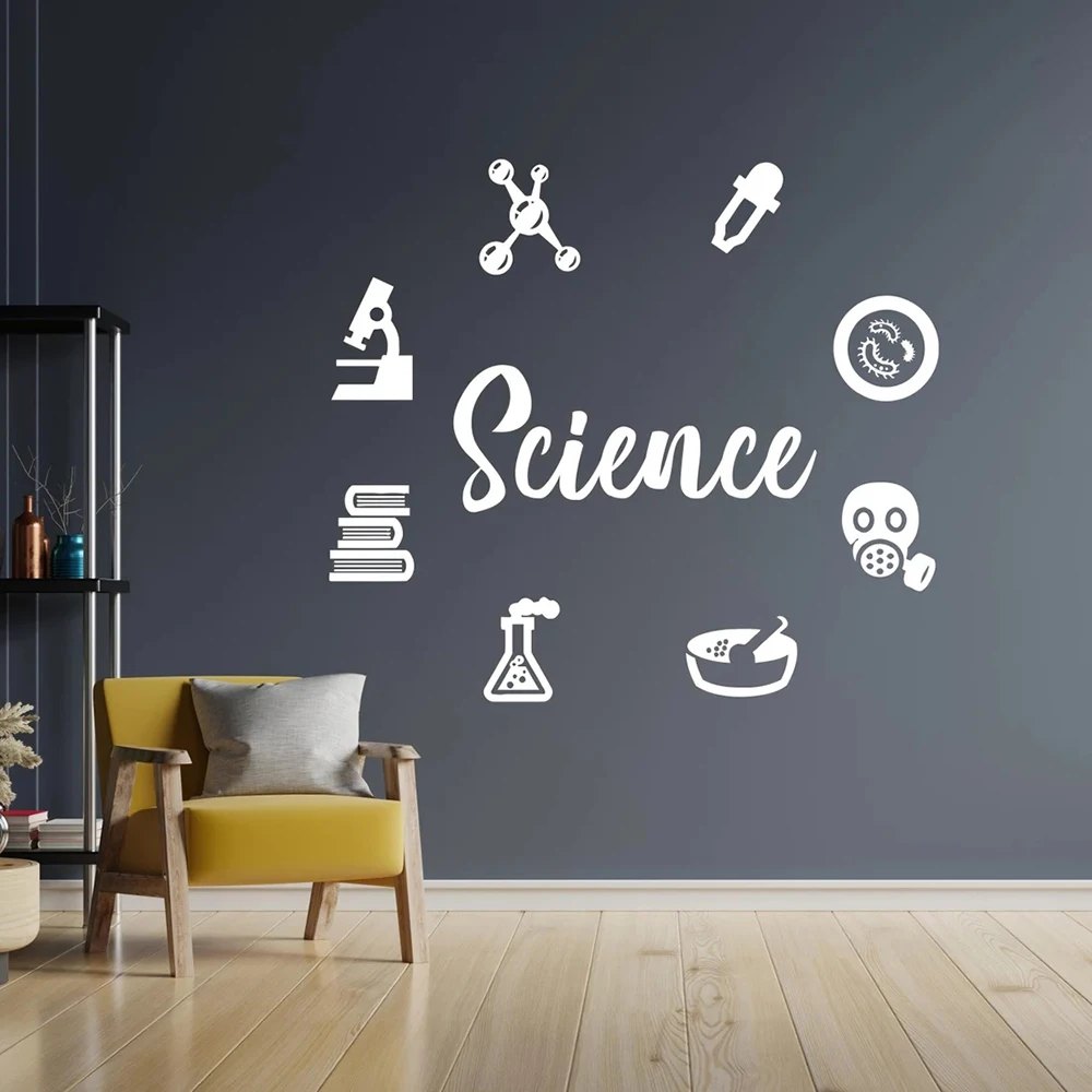 Science Decal Science Class Wall Decal Chemistry Physics Biology Wall Decals School Laboratory Decor Poster Vinyl Sticker S925