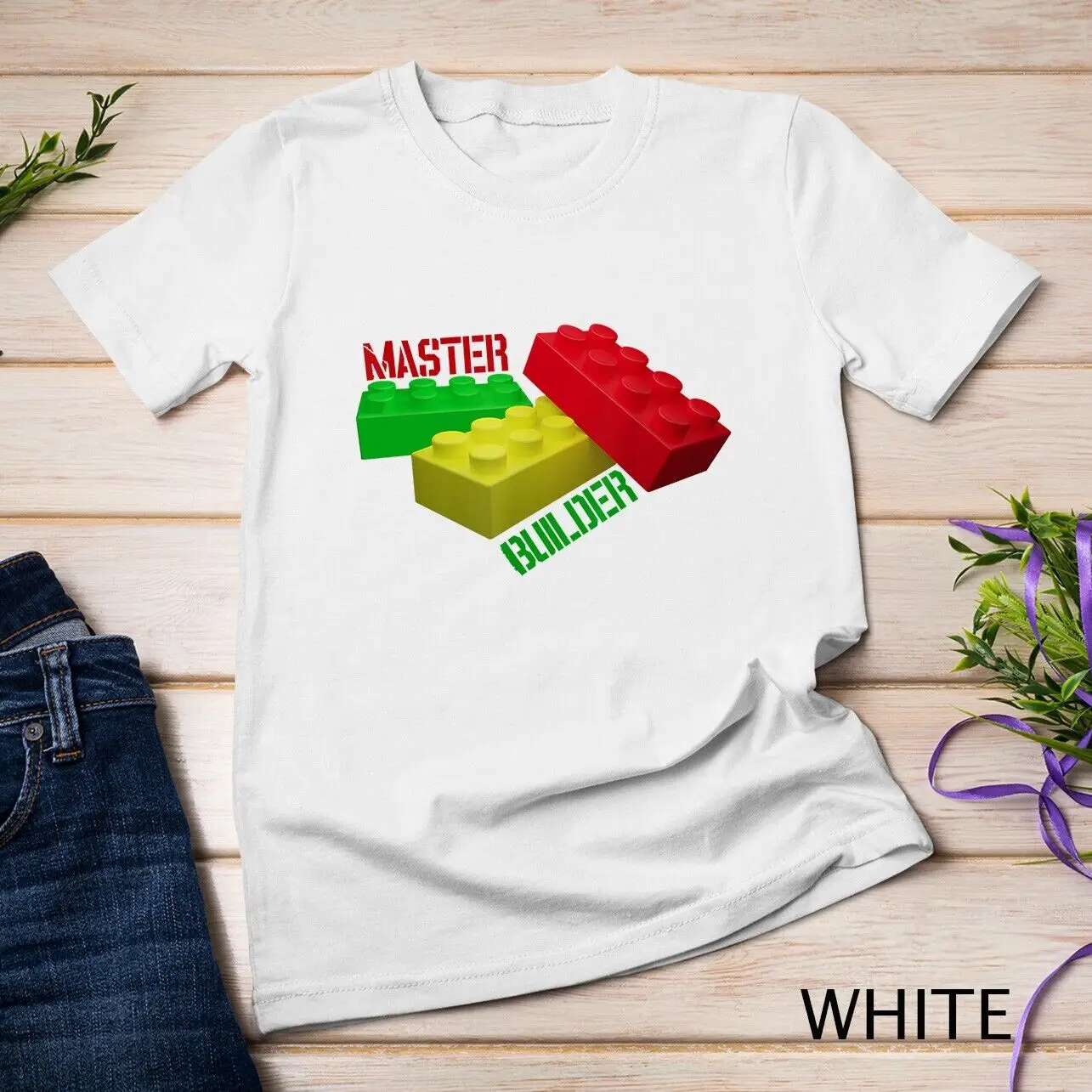 Master Brick Builder Colorful Plastic Red,Yellow,Green Toys Unisex T-shirt