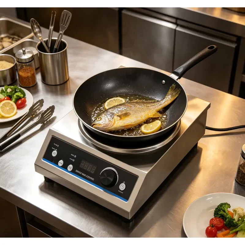 3500W Commercial Induction Cooktop Stainless Steel Microcrystalline Plate Portable Electric Stove for Hotel Restaurant