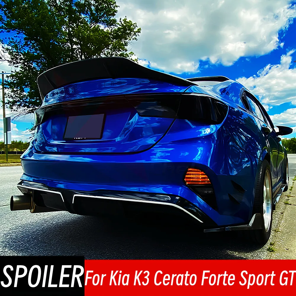 

For Kia K3 Cerato Forte Sport GT 2019-2021 Rear Trunk Lid Boot Ducktail Spoiler Wings Black Carbon Fibe Car Exterior Accessories