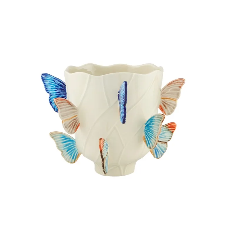 San Mo Vase Butterfly Ceramic Klein Blue Butterfly Flower Vase