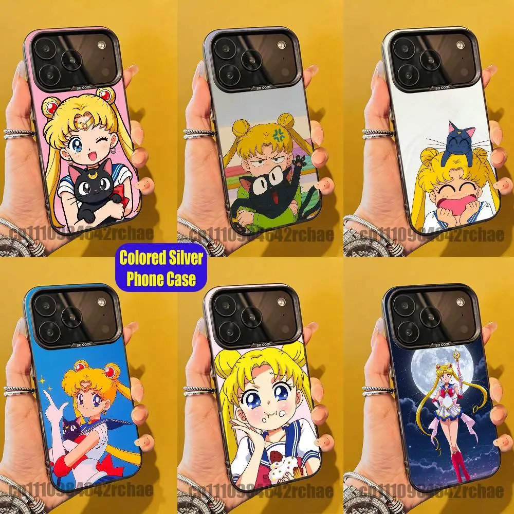 

For S-Sailors LOVELY M-Moon Custom Phone Case iPhone 15,17,11,14,13,16,12,E,Max,Plus,Air,Pro,Mini Color Silver Cover