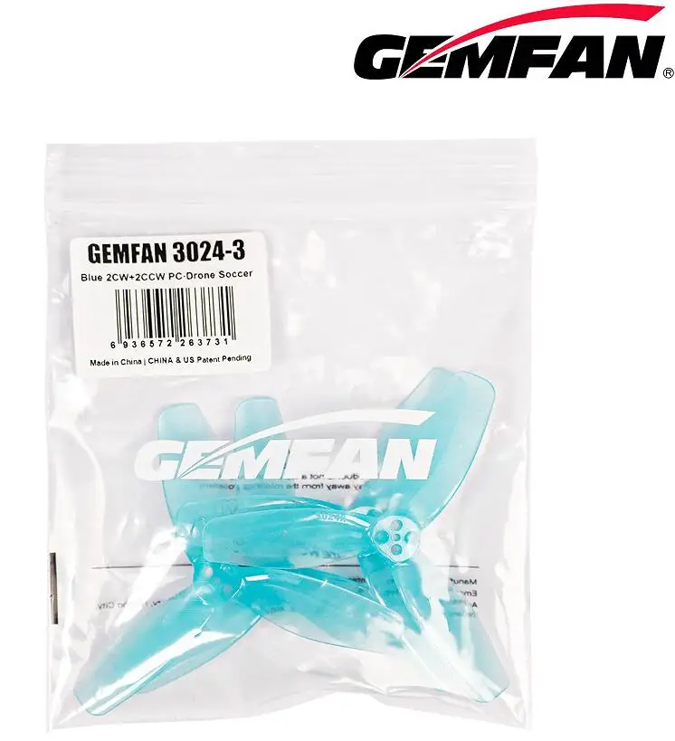 8 pairs of Gemfan 3024-3 latest prop 3inch 3X2.4 Propeller featuring a 76mm pitch for 1408/1407 motor F9A-B car car soccer