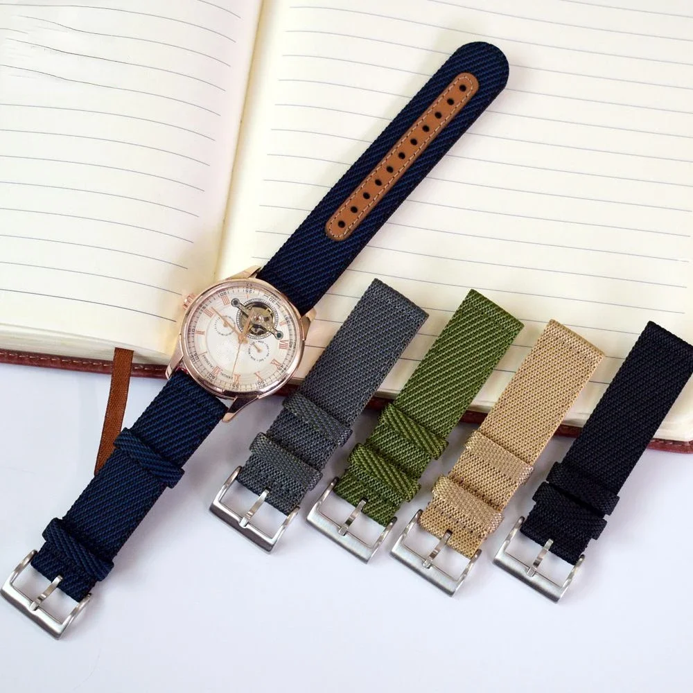 Тканевый нейлоновый ремешок для наручных часов, кожаный браслет для Samsung Galaxy Watch 6 5, Huawei, Плетеный, для мужчин и женщин, 18 мм 20 мм 22 мм