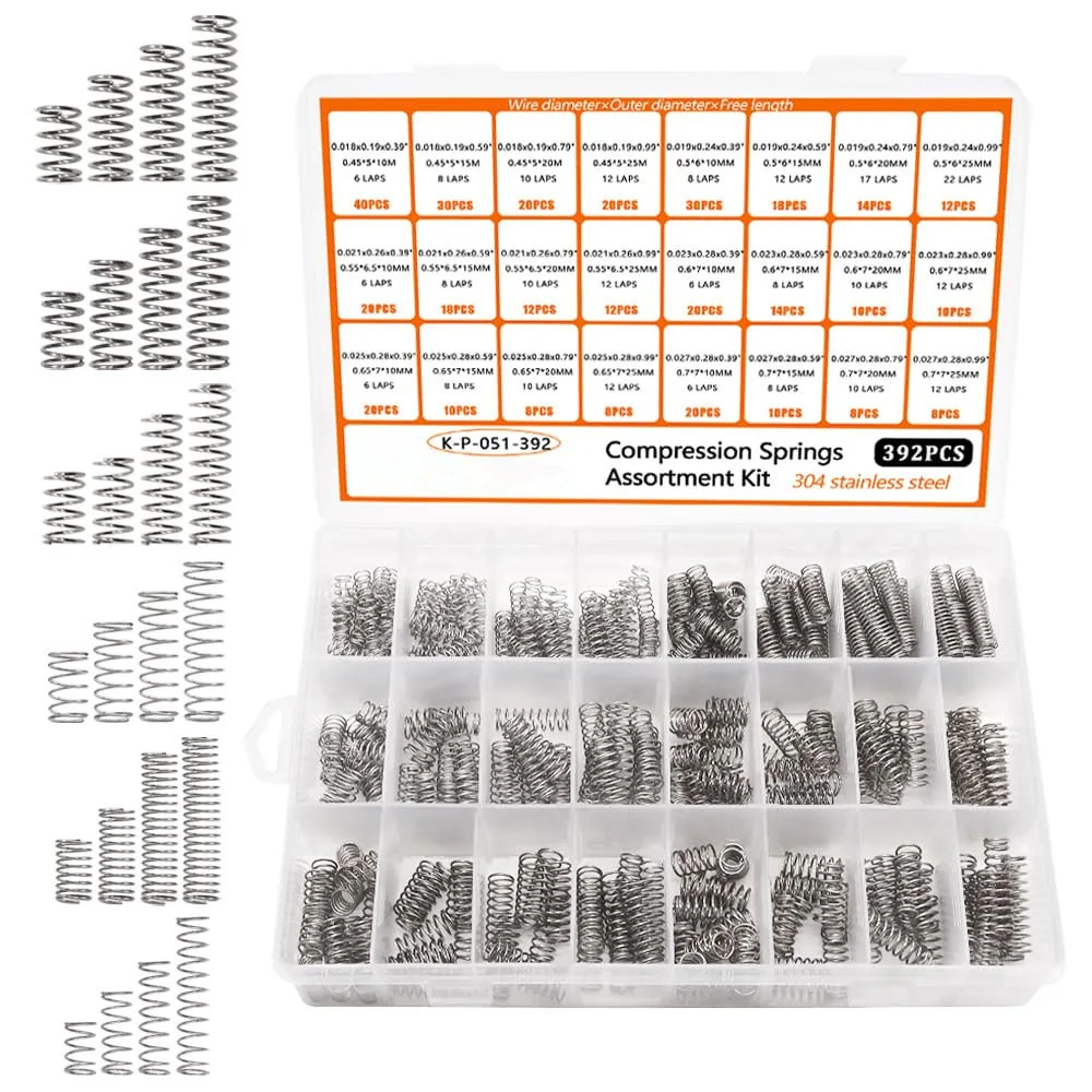 300-420pcs Stainless steel spring combination kit, 23 sizes of shock absorber compression springs combination set